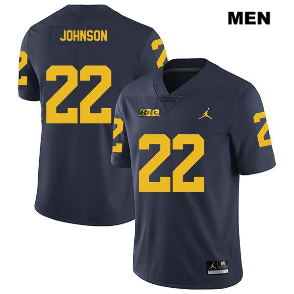 Men's NCAA Michigan Wolverines George Johnson #22 Navy Jordan Brand Authentic Stitched Legend Football College Jersey JN25W61OC